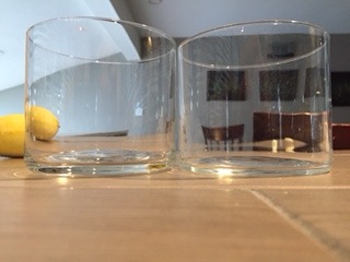 Comparison of the thickness of two drinking glasses.